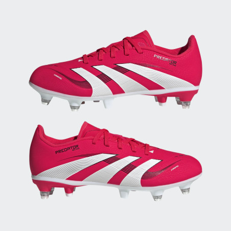 Crampons Enfants hybrides Adidas Predator League SG Rouge