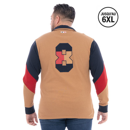 POLO MANCHES LONGUES RUCKFIELD BEIGE FONCE