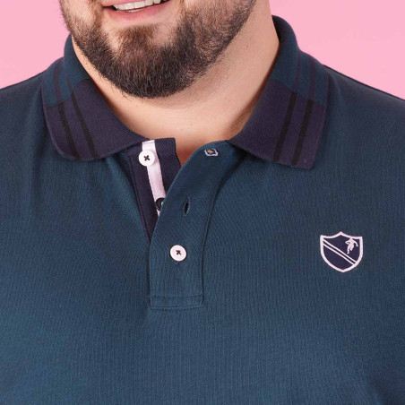 POLO MANCHES LONGUES RUCKFIELD bleu pétrole